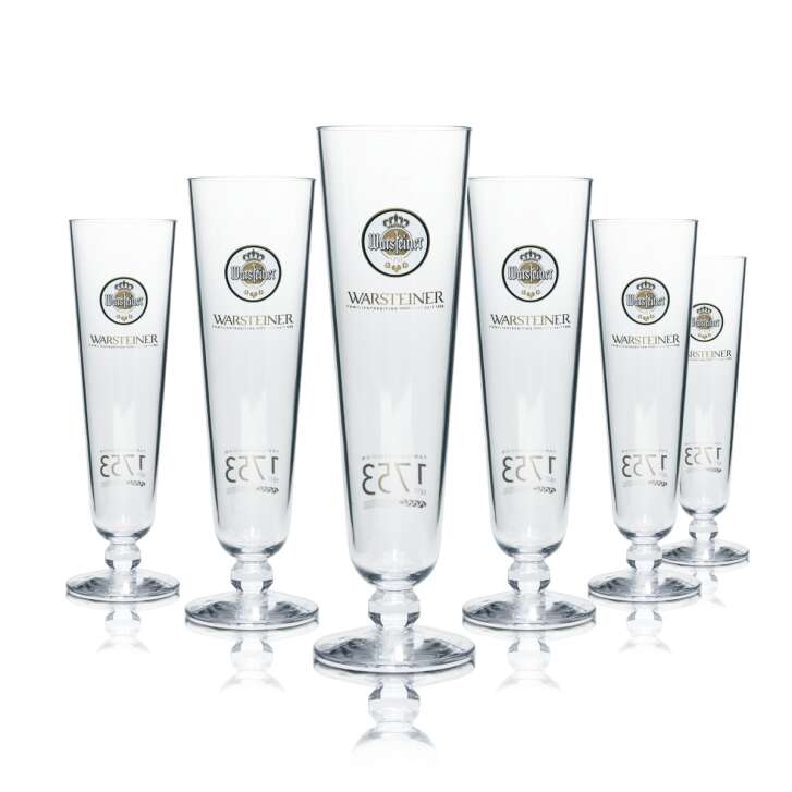6x Warsteiner beer glass 0.3l plastic reusable goblet tulip pilsner glasses Gastro