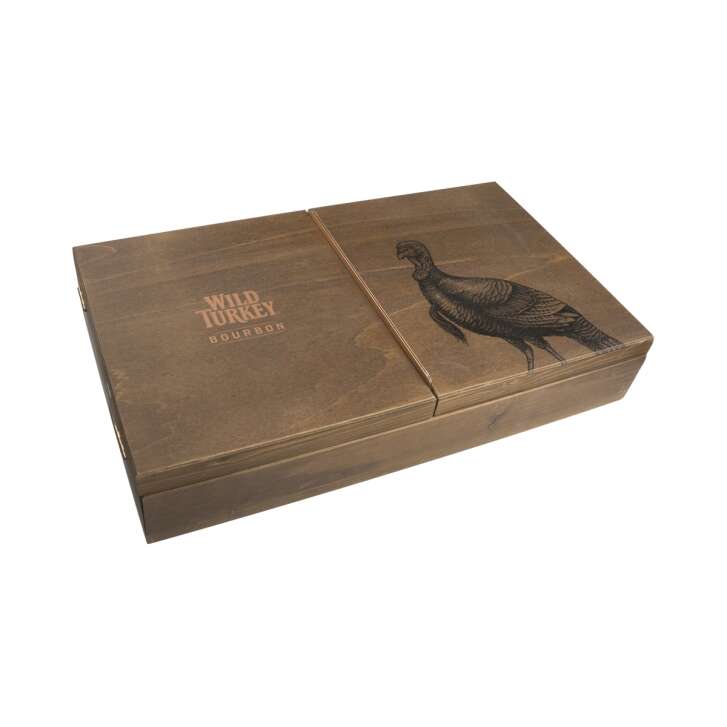 Wild Turkey Whiskey Set Wooden Box Gift Set Home Bar Bartender Scotch Collector