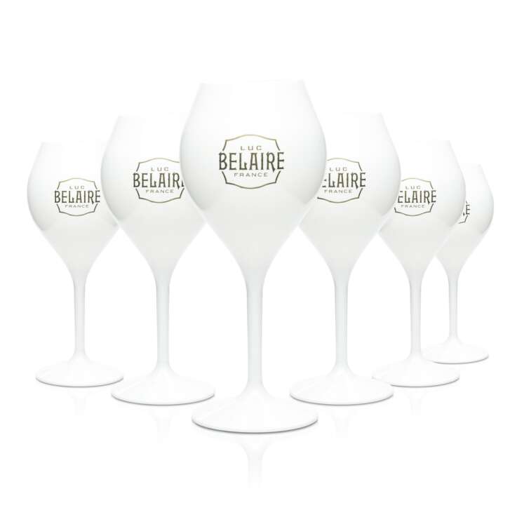 6x Luc Belaire glass plastic tumbler 0.2l flute white champagne outdoor camping