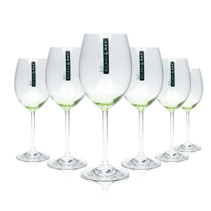 6x Scavi & Ray glass 0.47l balloon green base Hugo cocktail glasses Prosecco sparkling wine