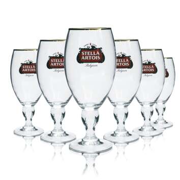 6x Stella Artois beer glass 0.5l goblet cup tulip gold...