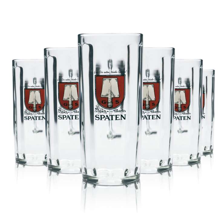 6x Spaten glass 0.5l beer mug tankard Seidel contour relief glasses Bavaria Gastro