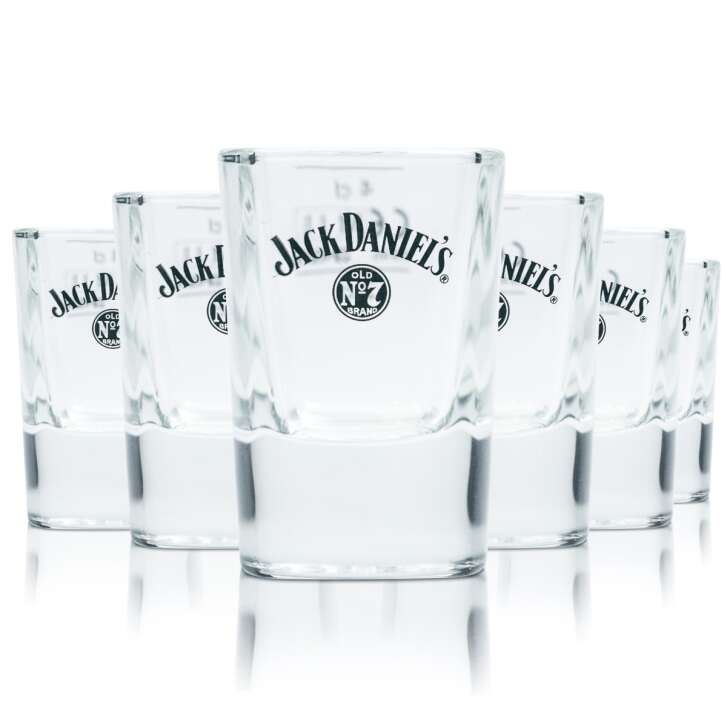 6x Jack Daniels Whiskey Glass 4cl Shot Short Stamper Glasses Gastro Gauged Pub