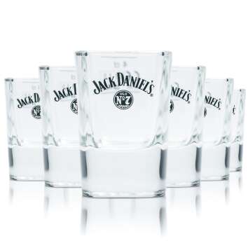 6x Jack Daniels Whiskey Glass 4cl Shot Short Stamper...