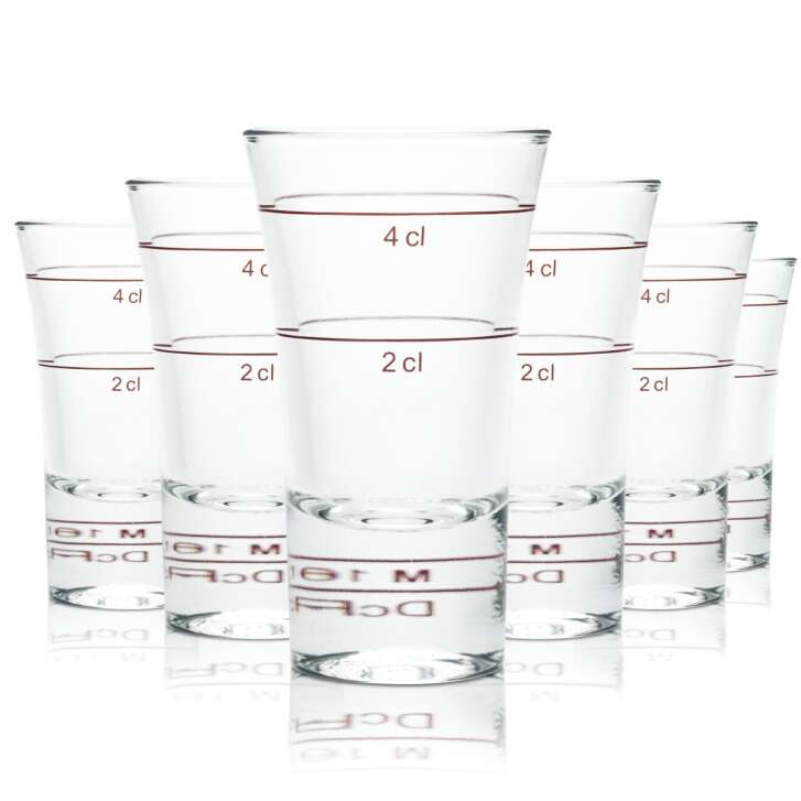 6x Shot Glass 4cl Stamper Short Glasses Gastro Calibrated Borgonovo Schnapps Senior