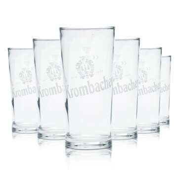 6x Krombacher Glass 0,2l Beer Glasses Mug Bar Gauged...