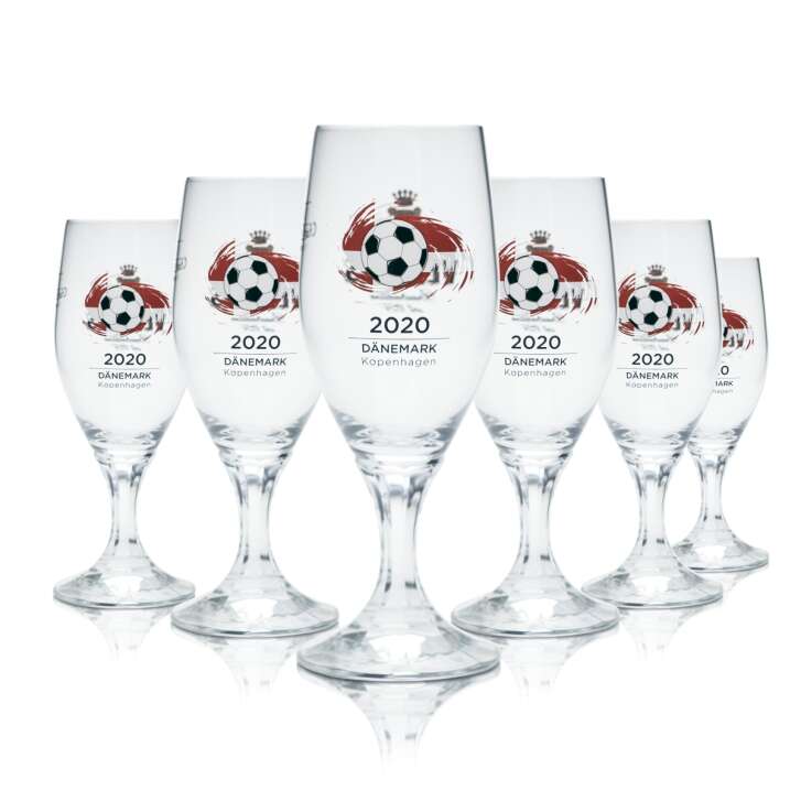 6x Veltins glass 0,2l beer glasses tulip cup EM 2020 Denmark soccer Euro 24