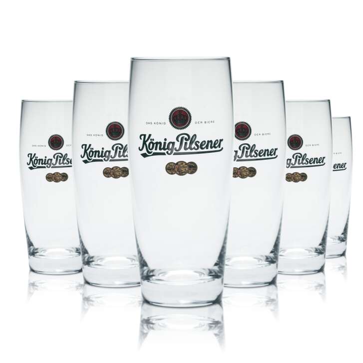 6x König Pilsener beer glass 0,3l Willi mug glasses gauged pub bar