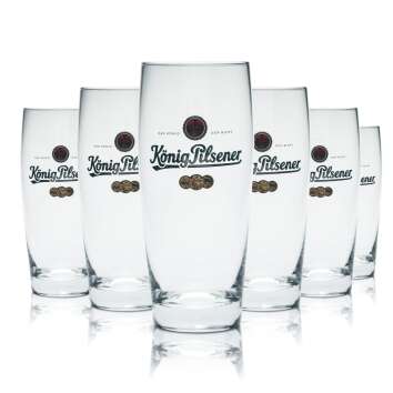 6x König Pilsener beer glass 0,3l Willi mug glasses...