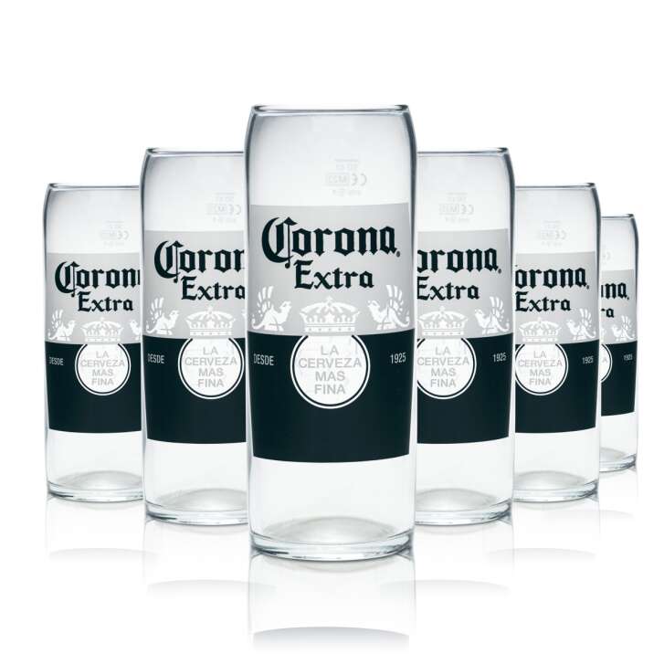 6x Corona glass 0.5l beer glasses mug contour relief calibrated Gastro Beer Extra