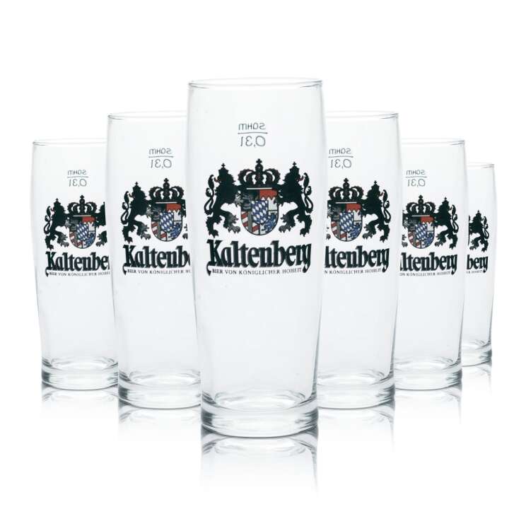 6x Kaltenberg glass 0.3l beer mug goblet glasses calibrated Gastro Brauerei Weiße