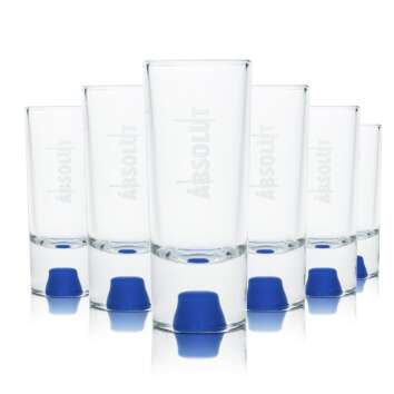 6x Absolut Glass 4cl 40ml Shot Glasses Stamper Short...