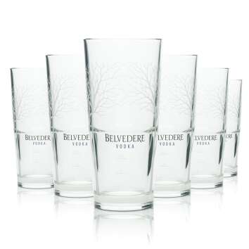 6x Belvedere Vodka Glass Longdrink Trees Logo Cocktail...