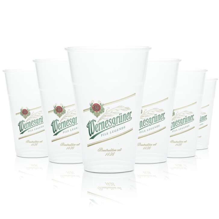 80x Wernesgrüner plastic cups 0.4l disposable beer plastic glass glasses party