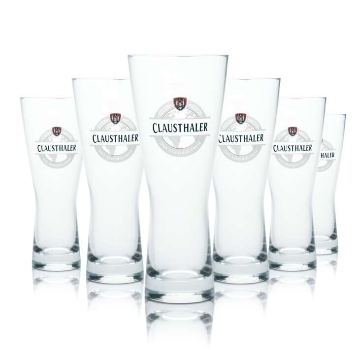 6x Clausthaler glass 0,3l goblet mug beer glasses V-shape non-alcoholic gastro bar