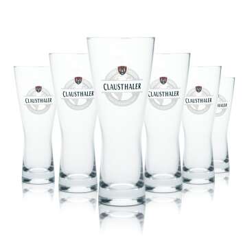 6x Clausthaler glass 0,3l goblet mug beer glasses V-shape...