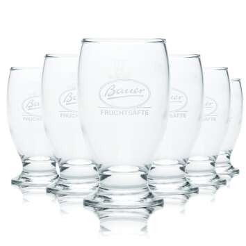 6x Bauer glass 0,2l goblet cup glasses juice soda mineral...