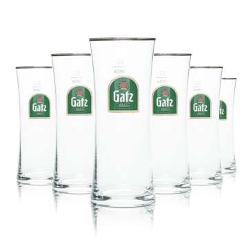 6x Gatz glass 0,2l beer bar mug glasses gold rim Altbier...