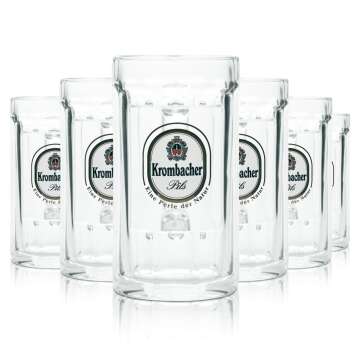 6x Krombacher glass 0.4l contour beer mug mug Seidel...