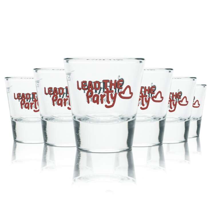 6x Sierra Tequila Shot Short Glasses 2cl Stamper Shot Glass "Lead the Party"