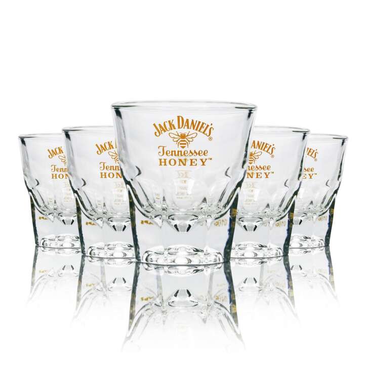 6x Jack Daniels Whiskey Glass Honey Tumbler 133ml