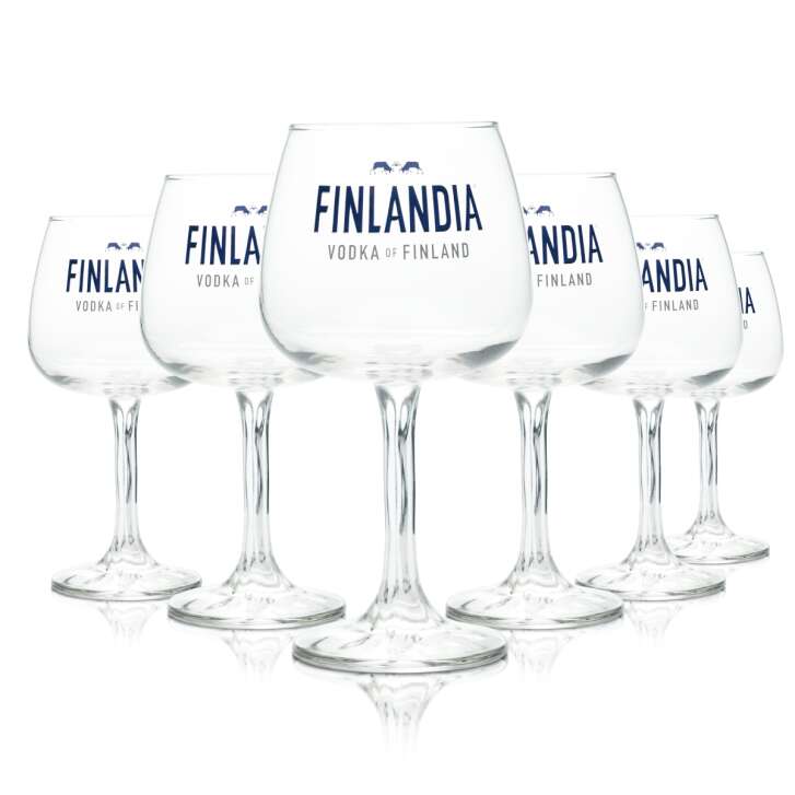 6x Finlandia Glass 0,48l Balloon Cocktail Longdrink Aperitif Glasses Finland Vodka