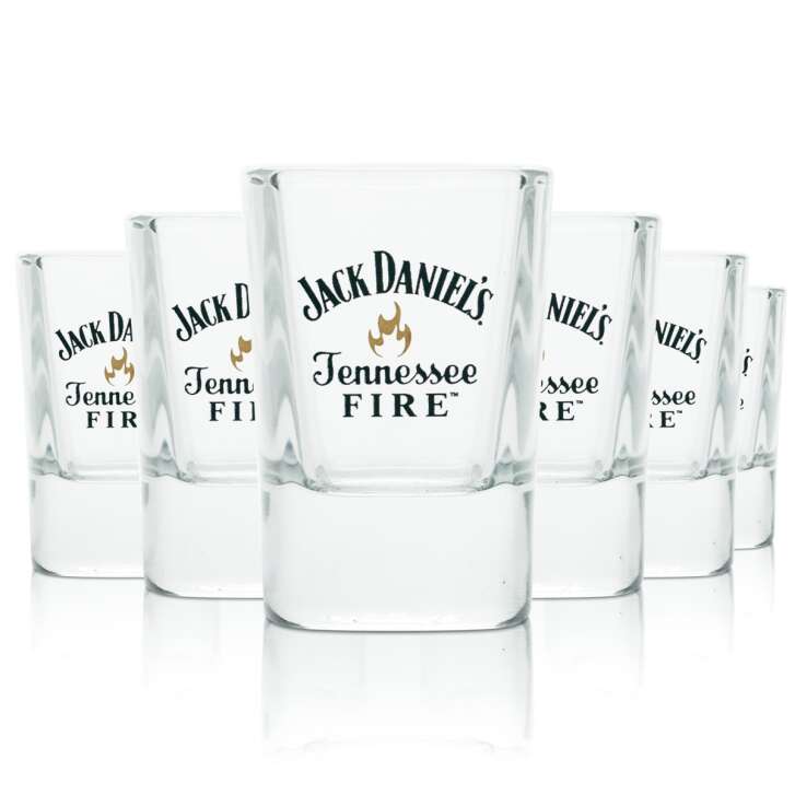 6x Jack Daniels Glass 5cl Whiskey Short Stamper Shot Glasses Tennessee Fire Lynch