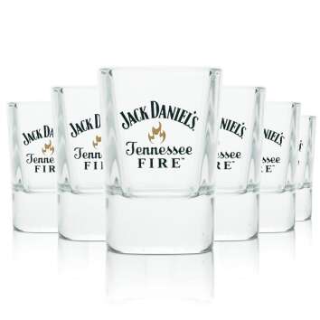 6x Jack Daniels Glas 5cl Whiskey Kurze Stamper Shot...