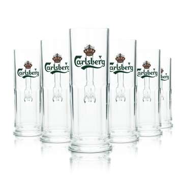 6x Carlsberg glass 0,4l contour beer glasses tankard...