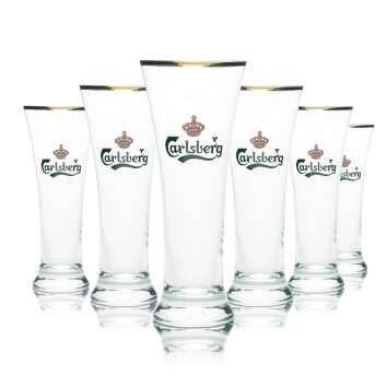 6x Carlsberg glass 0,2l beer glasses goblet tulip gold...