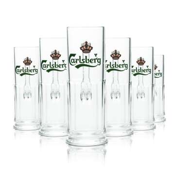 6x Carlsberg glass 0,2l beer glasses contour mug Seidel...