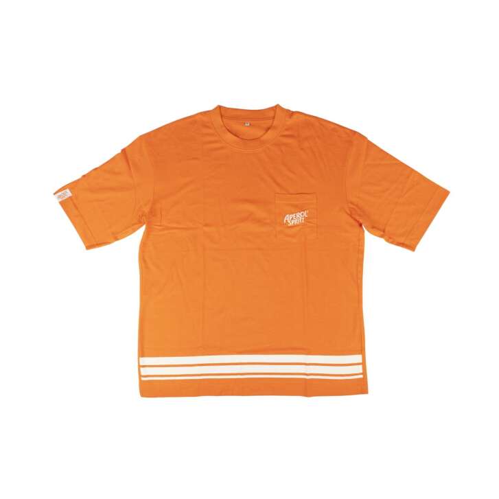 Aperol Spritz T-shirt Size S Oversized Chest pocket Logo sticker Short-sleeved shirt
