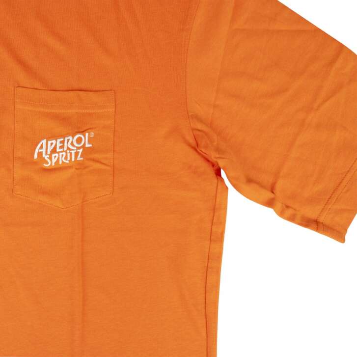Aperol Spritz T-shirt Size S Oversized Chest pocket Logo sticker Short-sleeved shirt