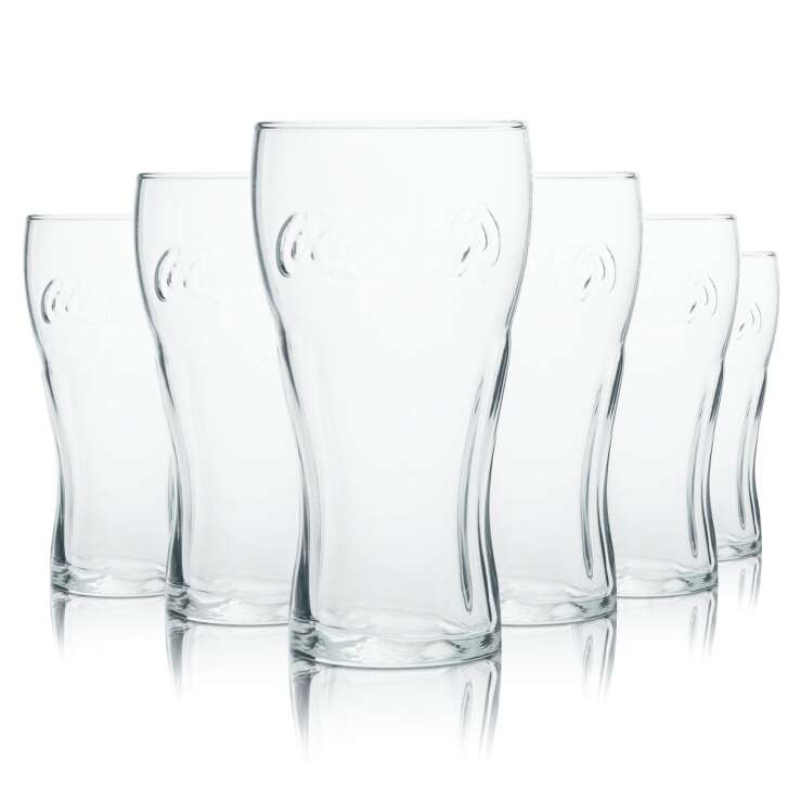 6x Coca Cola glass 0.5l contour soft drink soda mug glasses gastro pub bistro