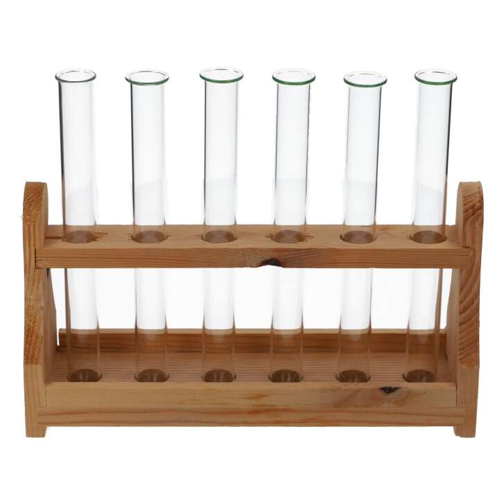 Dracula liqueur shot glass set, 6 test tubes + wooden holder