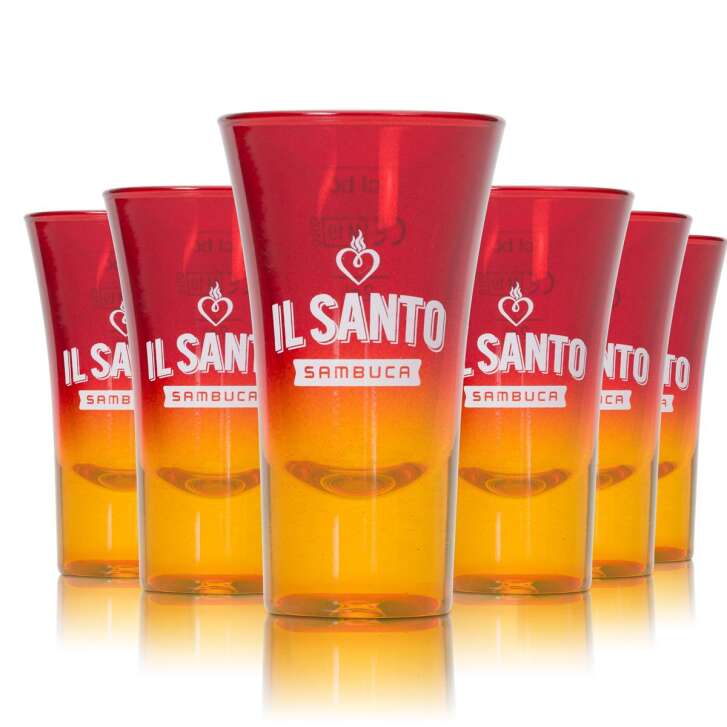 6x Il Santo Sambuca glass shot glass red with yellow