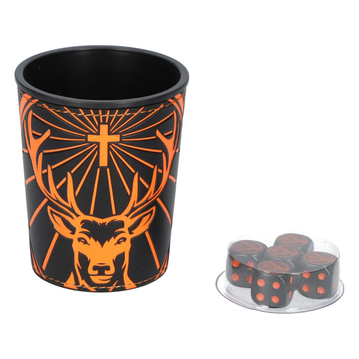 Jägermeister dice cup dice game incl. 5 dice game of chance toy