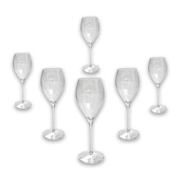 6x Perrier Jouet champagne glass flute old logo