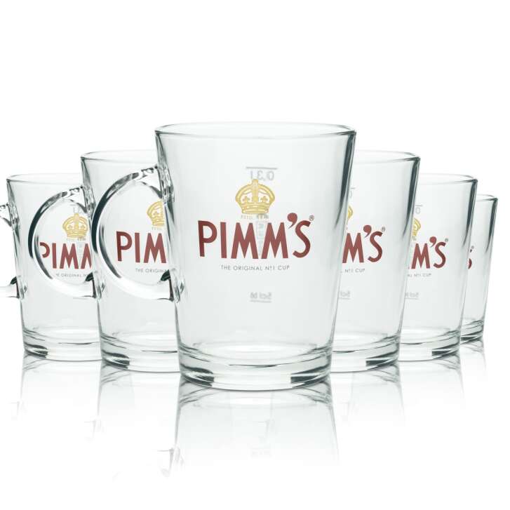 6x Pimms glass 0.3l liqueur cocktail long drink aperitif jug handle glasses handle