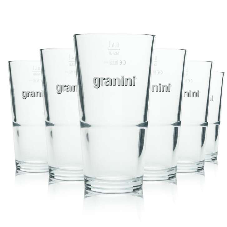 6x Granini glass 0,4l longdrink juice water cocktail mug glasses gastro pub