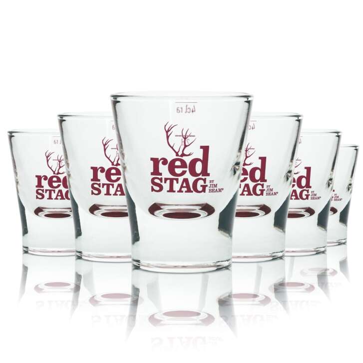 6x Jim Beam shot glass 4cl short tumbler whiskey glasses Red Stag Gastro Pub