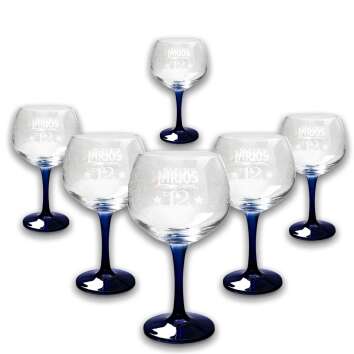 6x Larios gin glass balloon glass blue