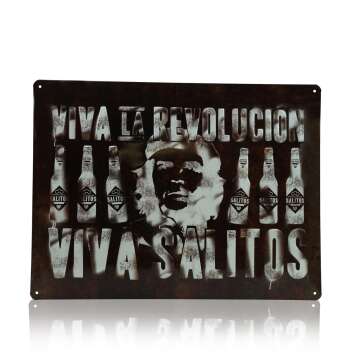 1x Salitos beer tin sign Viva La Revolution brown 40 x 30