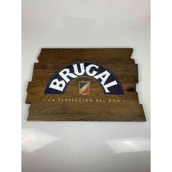 1x Brugal Rum wooden sign board brown