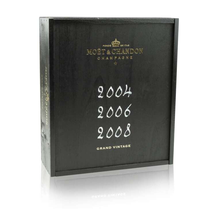 1x Moet Chandon Champagne wooden box black for 3 bottles 2004 2006 2008