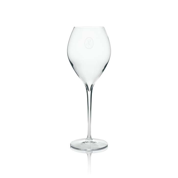 6x Louis Roederer Champagne Glass Flute, thick-bodied with logo