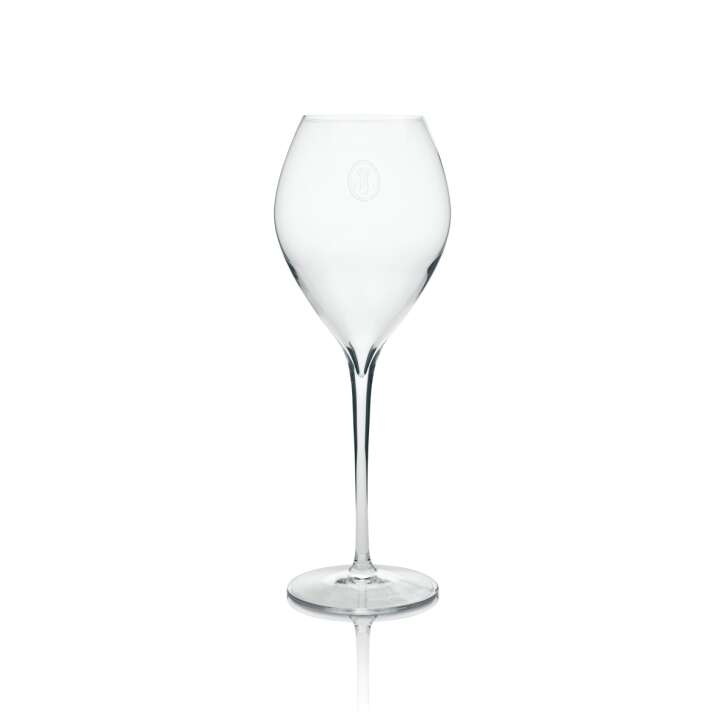 6x Louis Roederer Champagne Glass Flute, thick-bodied with logo
