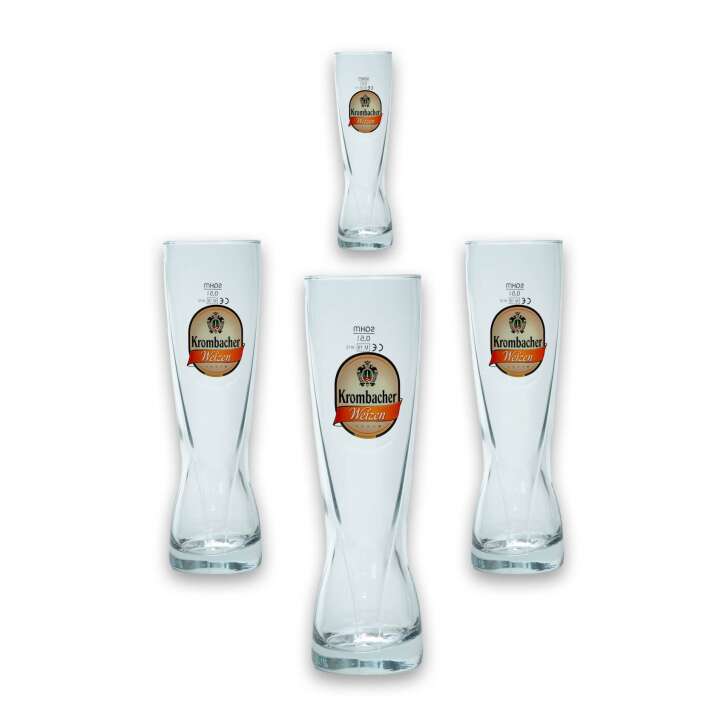 4x Krombacher beer glass Weizen 0,5l connoisseur glasses