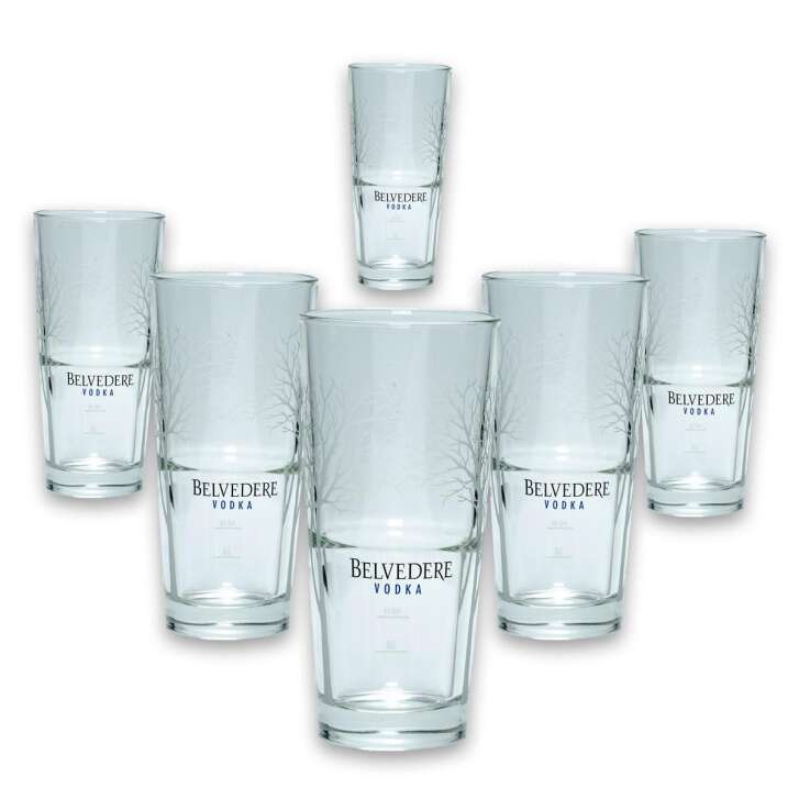6x Belvedere Vodka glass long drink normal version used