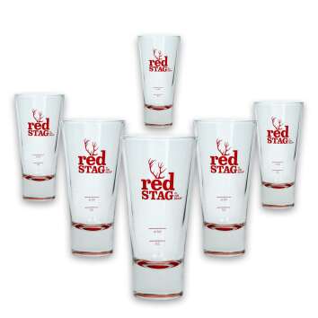6x Jim Beam Whiskey Glass Red Stage Longdrink